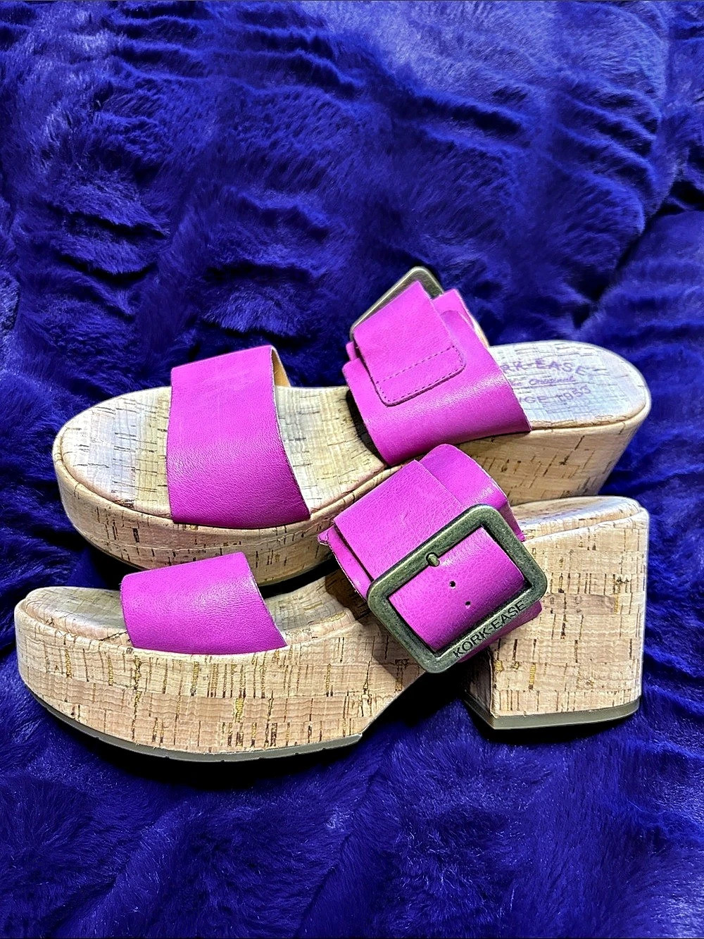 Kork-Ease Big Buckle Ava 2.0 Platform Sandals Pink & Tan US 8
